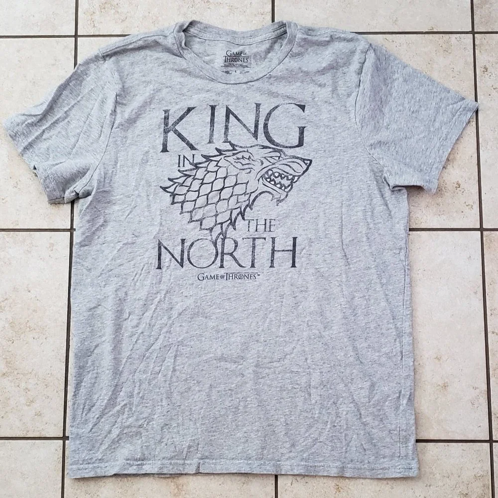 🔥Host Pick🔥3/$20 EUC Game Of Thrones GOT King in the North Wolf Grey L - Picture 1 of 4